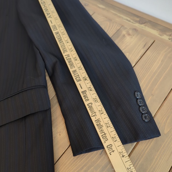 Jack Victor Blue Black Pinstripe Wool Blazer Suit Jacket - Picture 8 of 11